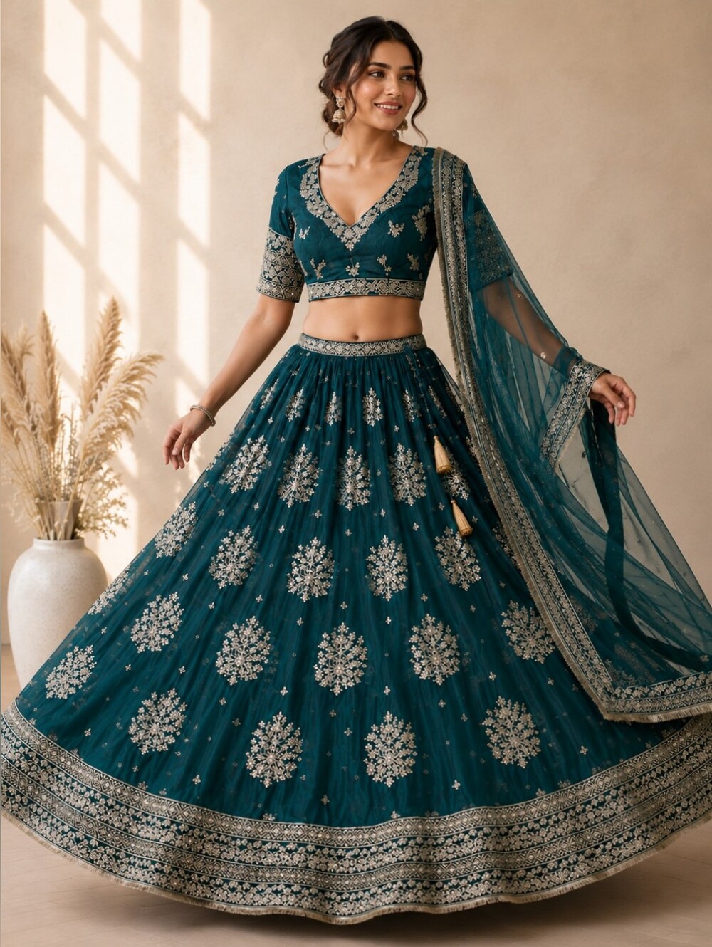 Gorgeous Sequin Zari green Lehenga Choli - Picture 14 of 14